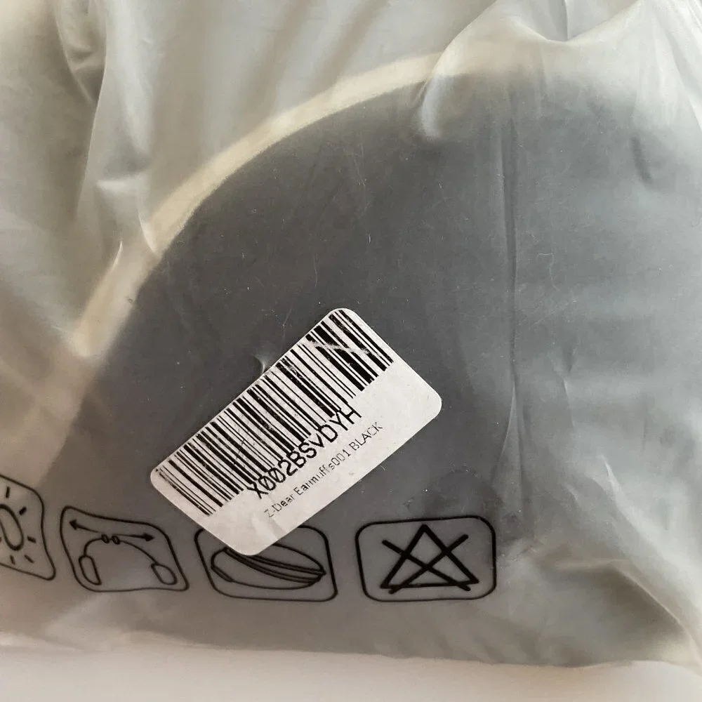 Soft Plush Fleece Earmuffs Black Gray Behind The Head Winter Ear Warmers